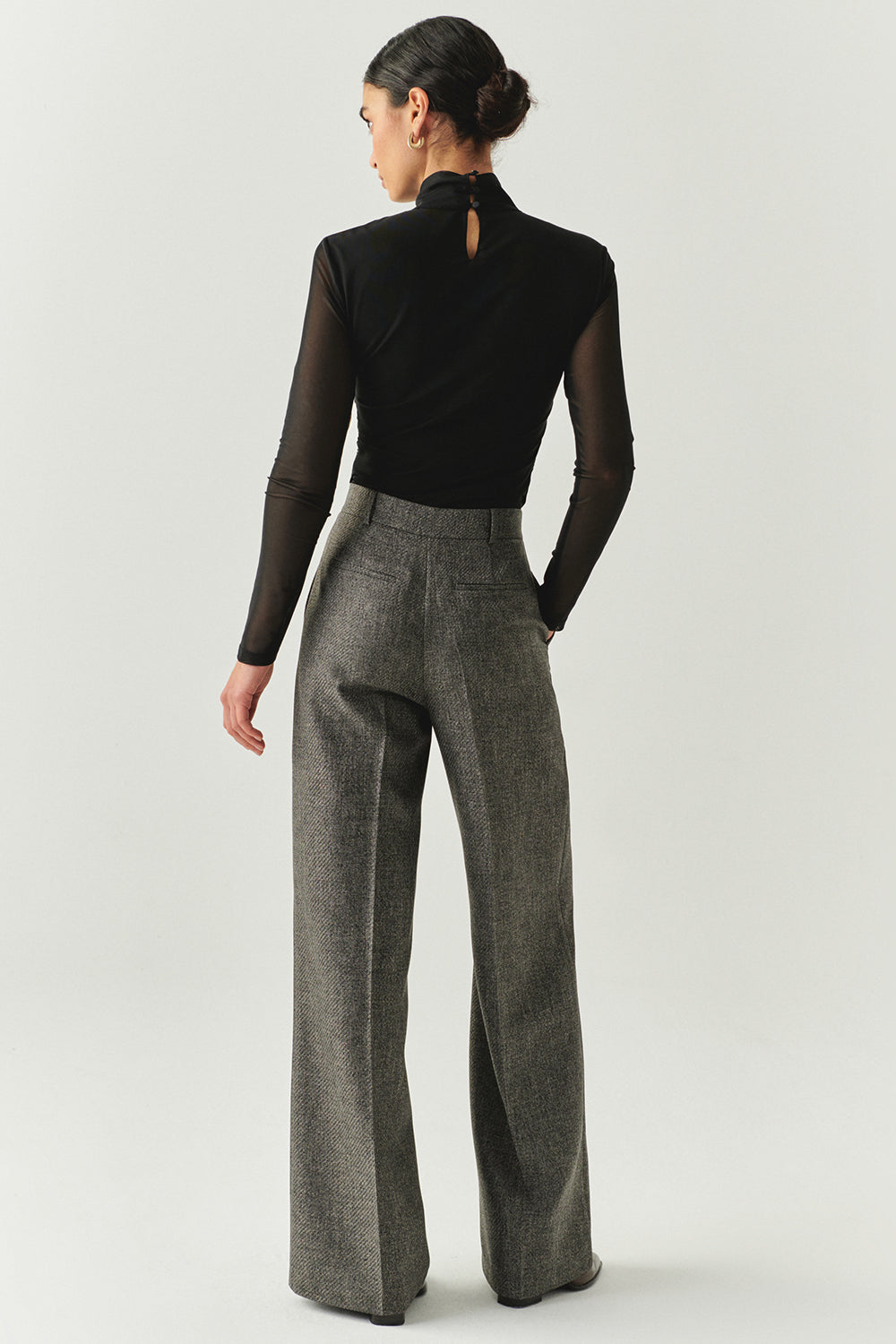 Drew Draped Mesh Turtleneck Blouse