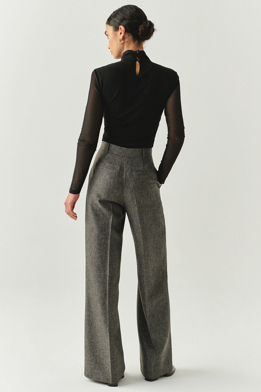 Drew Draped Mesh Turtleneck Blouse
