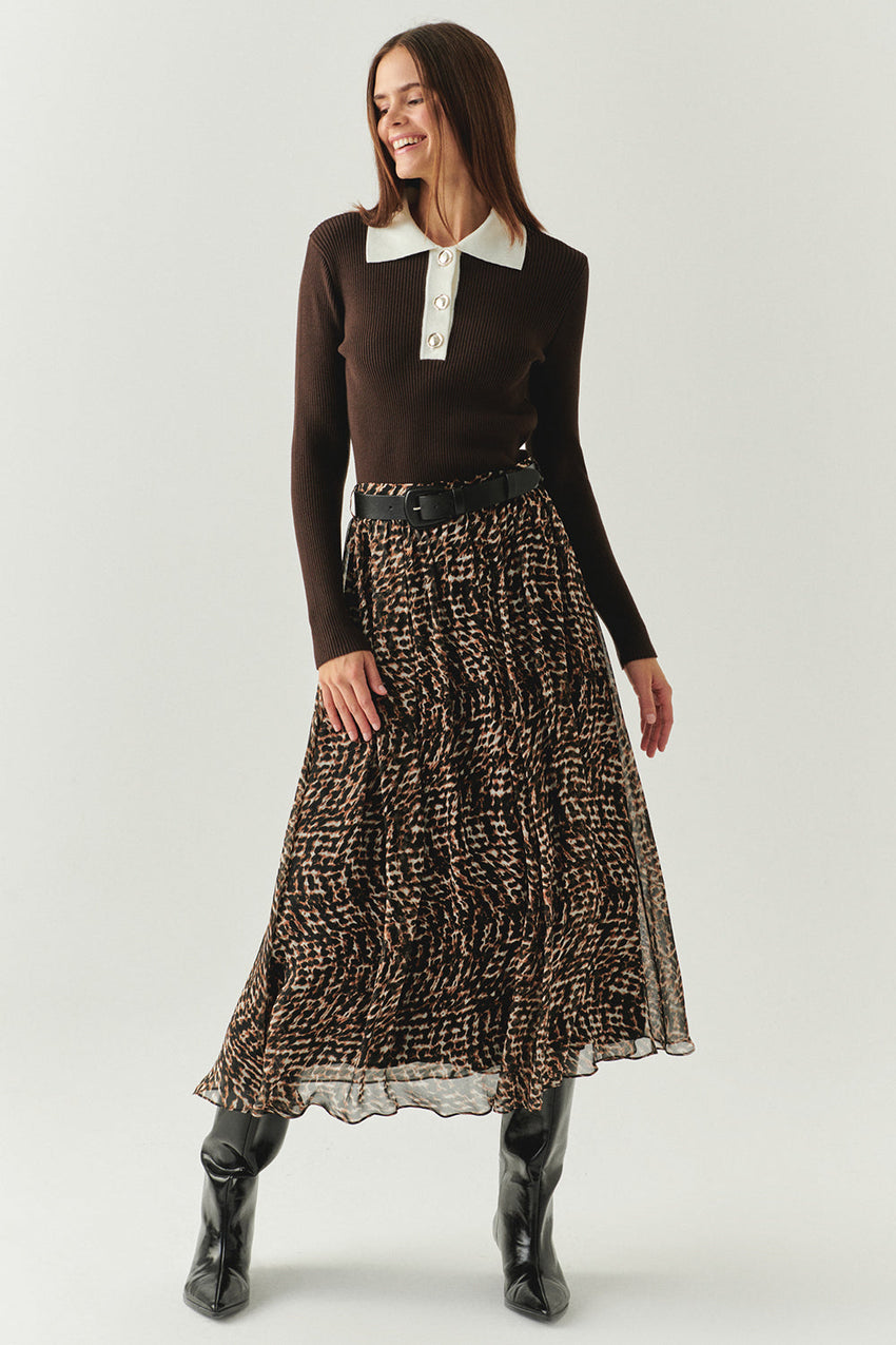 India Ribbed Poplin Collar Sweater