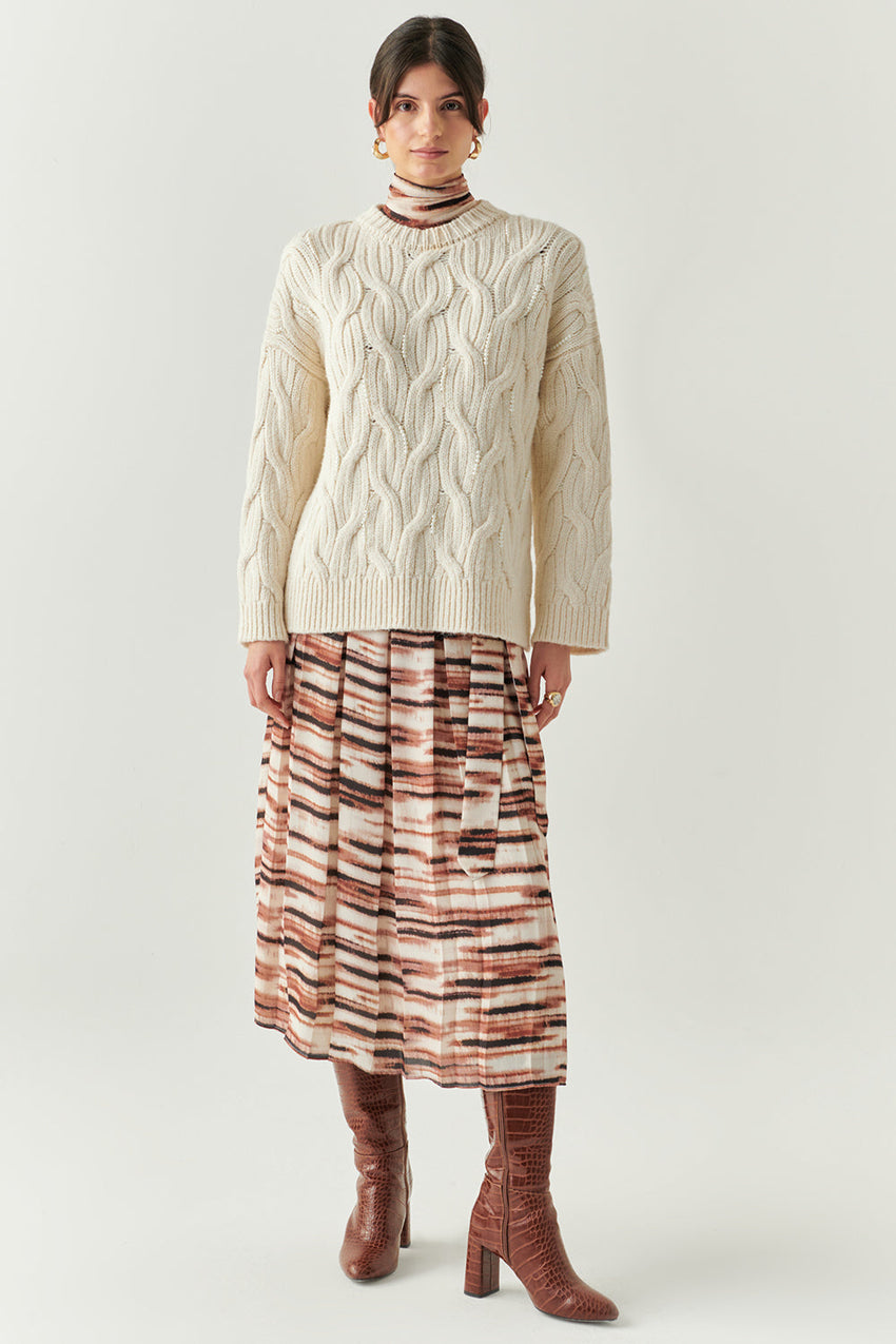 Calla Cable Knit Crew Neck Sweater