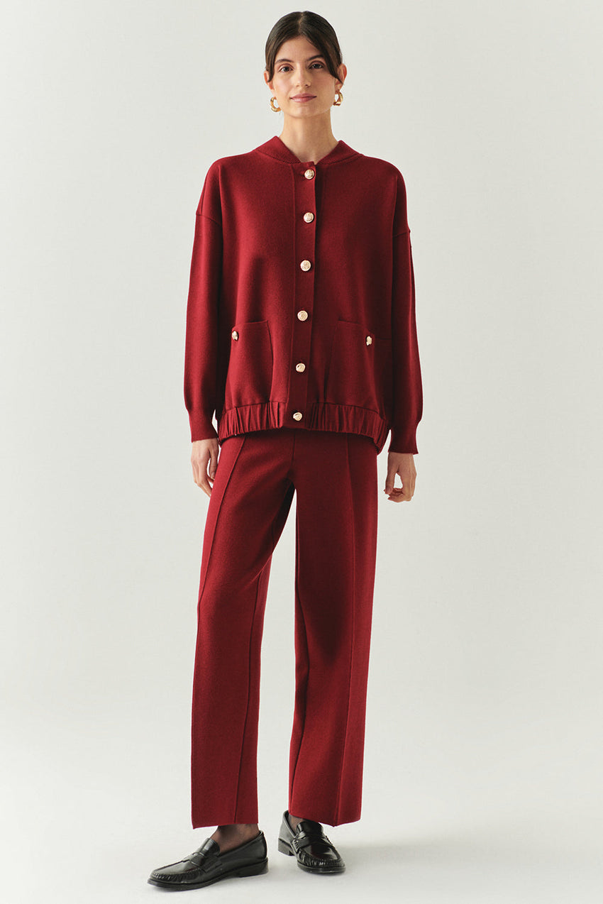 Barbara High Neck Cardigan with Metallic Buttons