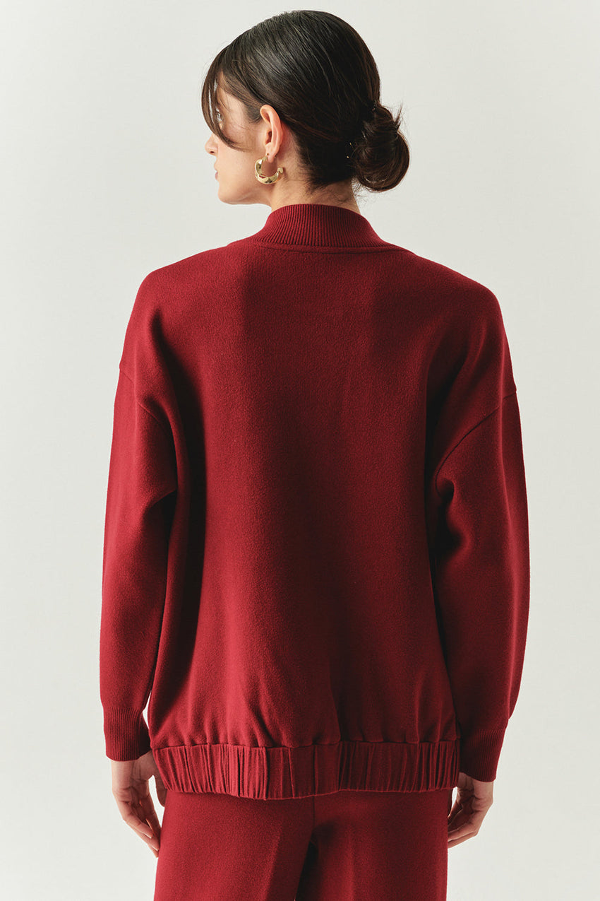 Barbara High Neck Cardigan with Metallic Buttons
