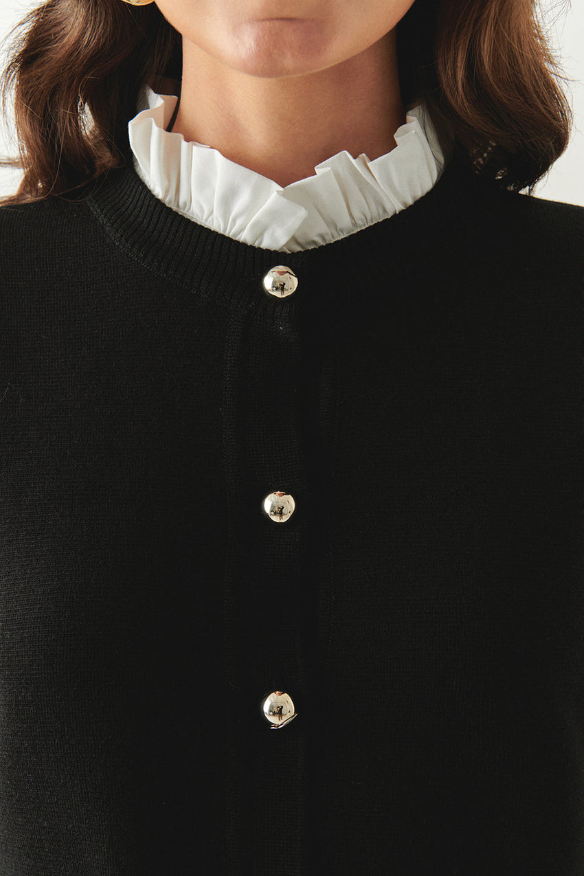 Kamilah Removable Collar Crew Neck Cardigan