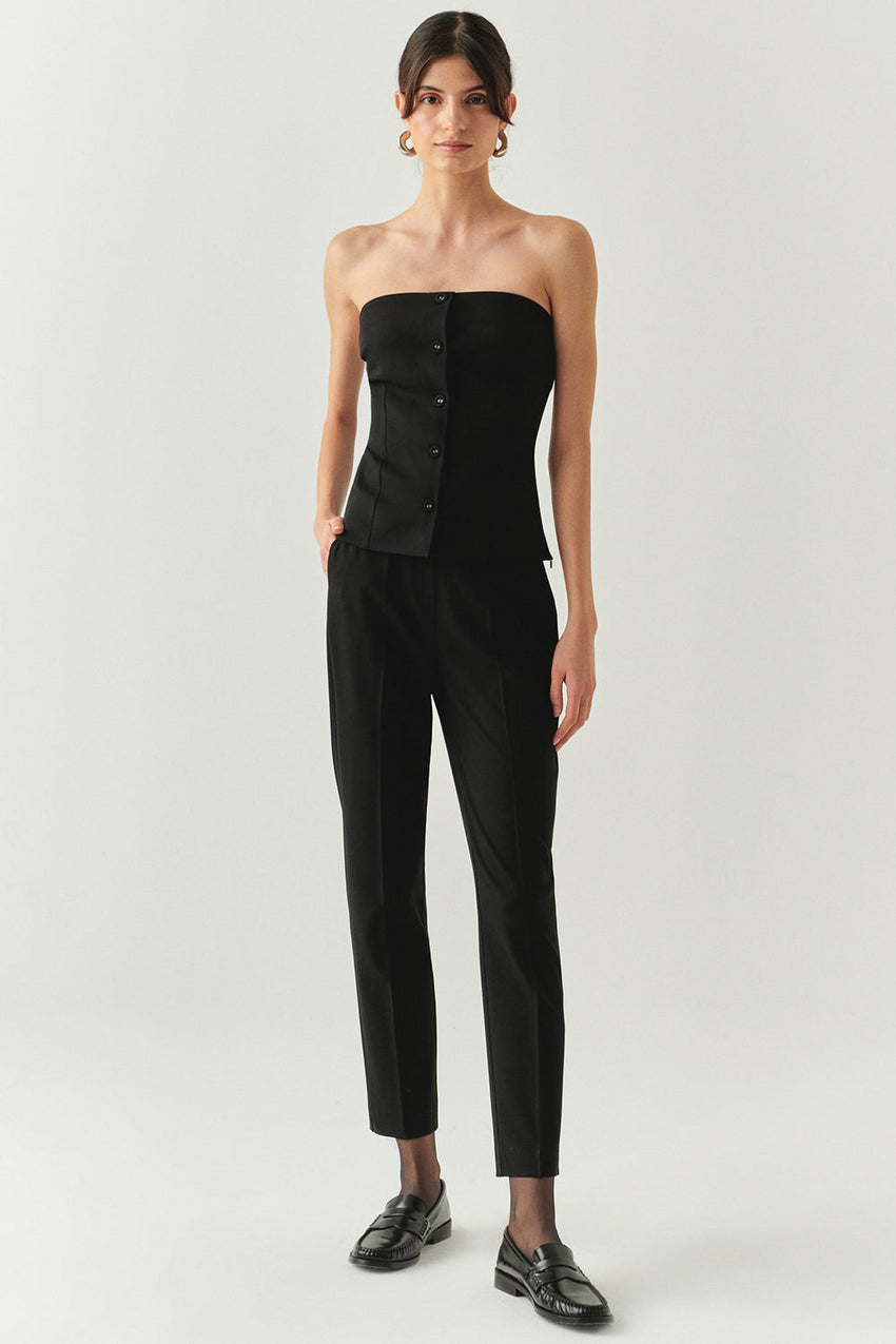 Baylee Black Strapless Button-Front Bustier