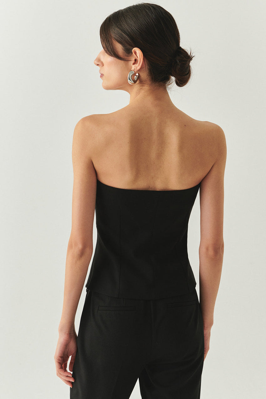 Baylee Black Strapless Button-Front Bustier