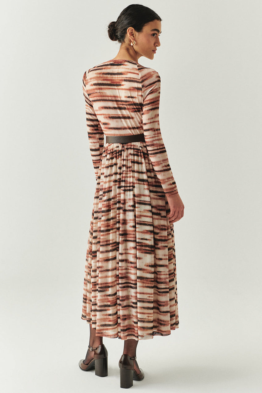 Bellamy Printed Long Sleeve V-Neck Knit Dress