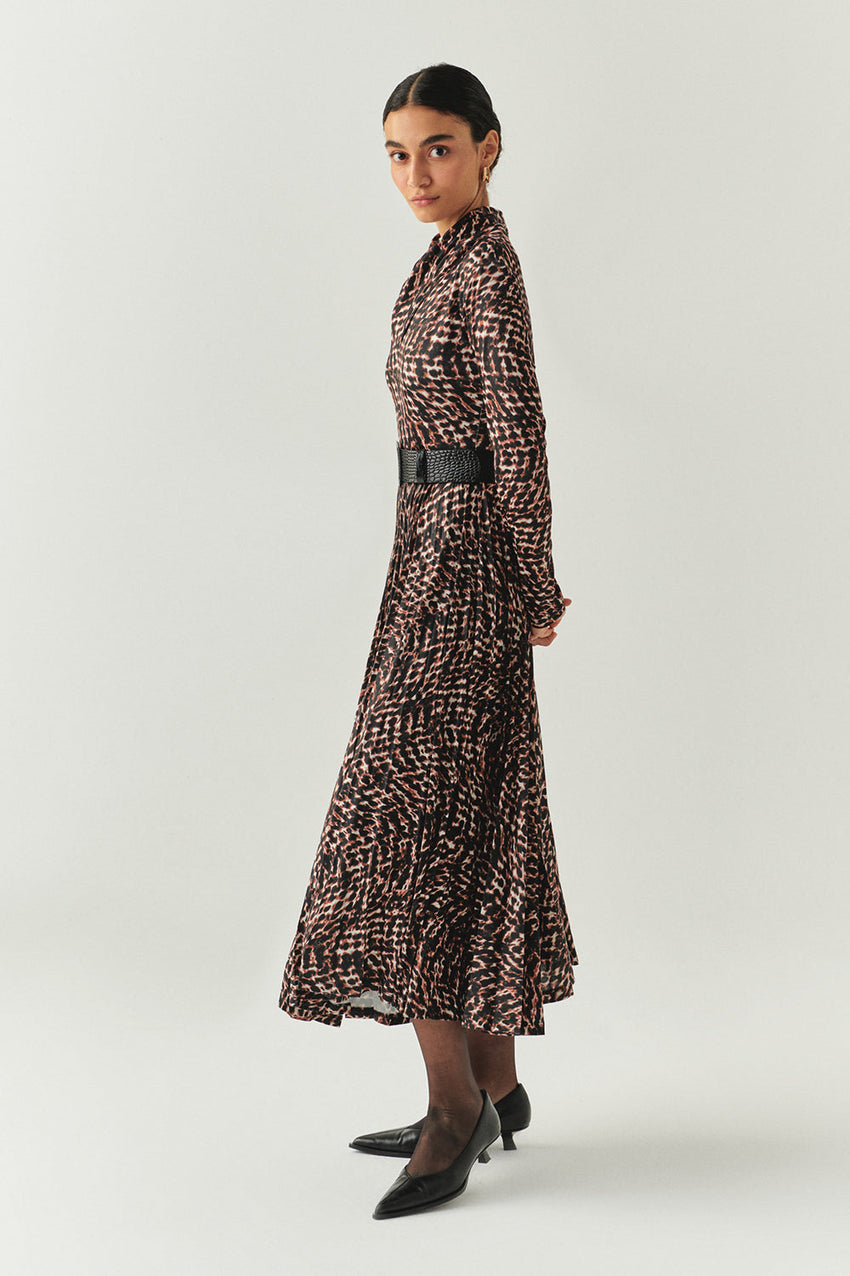Aspyn Printed Long Sleeve High Neck Knit Dress