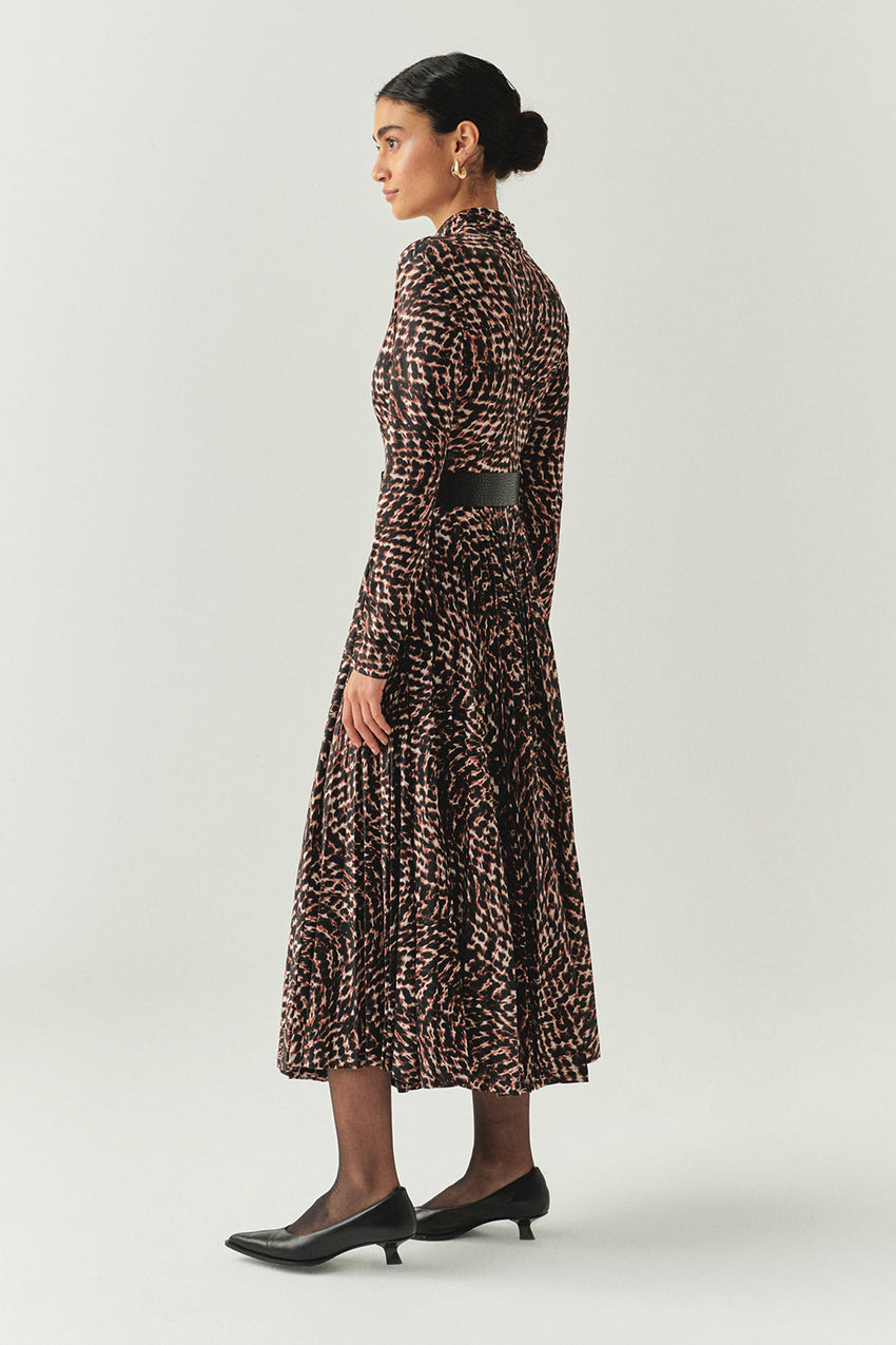 Aspyn Printed Long Sleeve High Neck Knit Dress