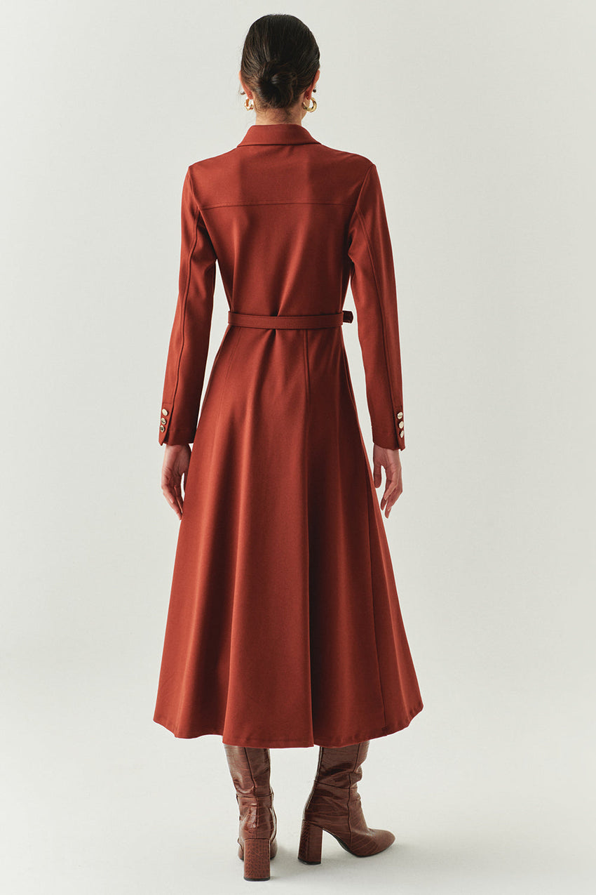 Georgina Long Sleeve Shirt Collar Knit Dress with Pockets