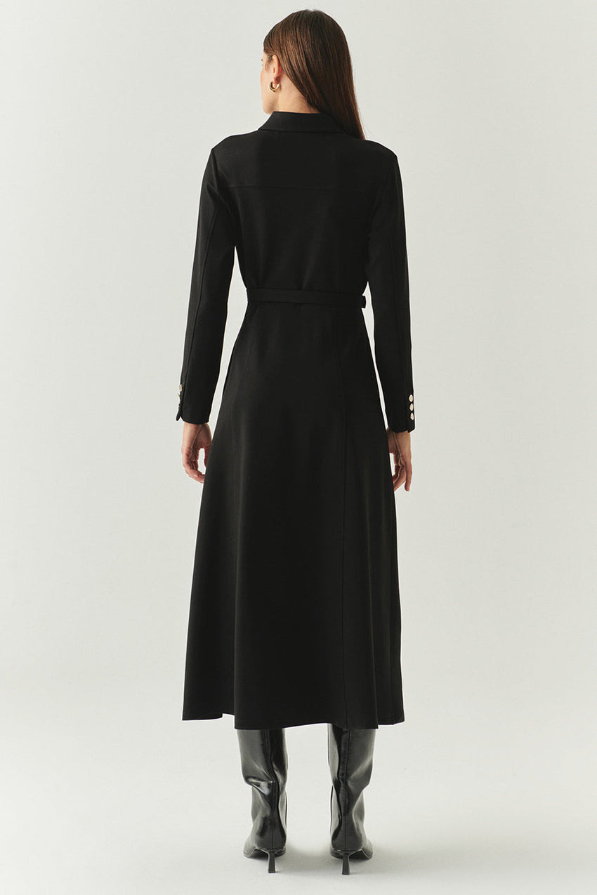 Georgina Long Sleeve Shirt Collar Knit Dress with Pockets