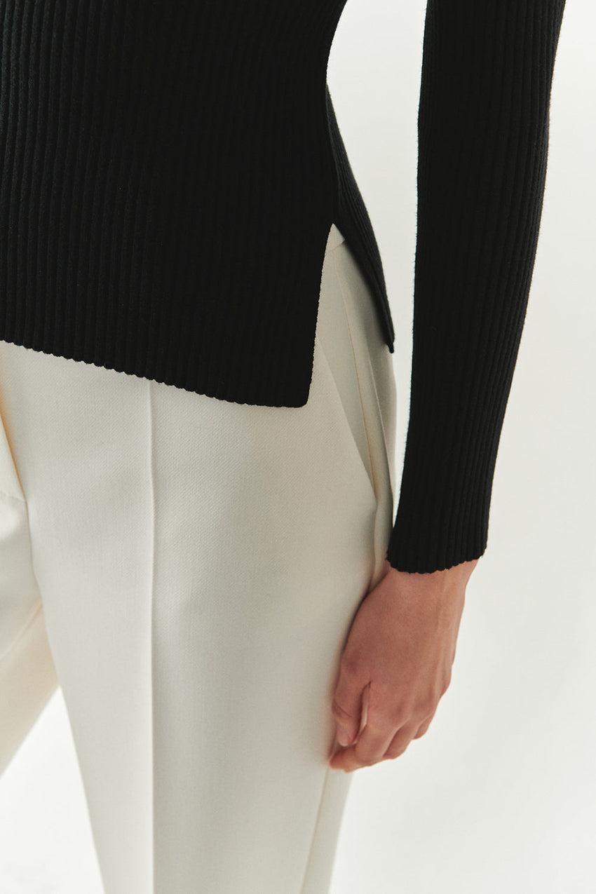 Delphine Black Crew Neck Long Sleeve Sweater
