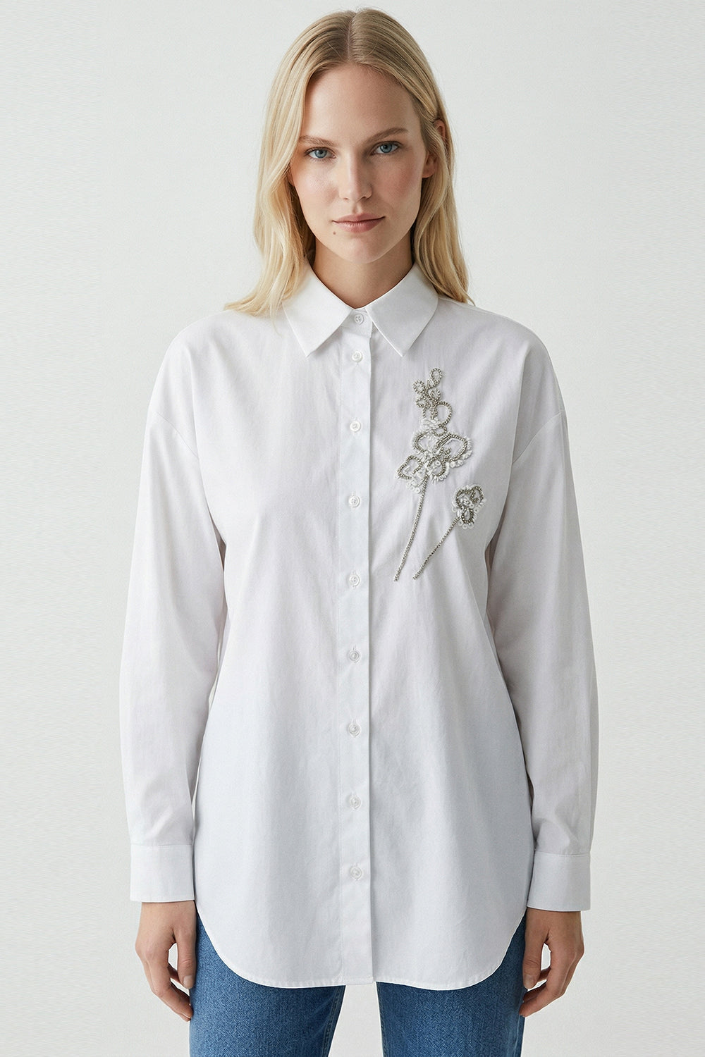 Bernette Long Sleeve Shirt - WHITE