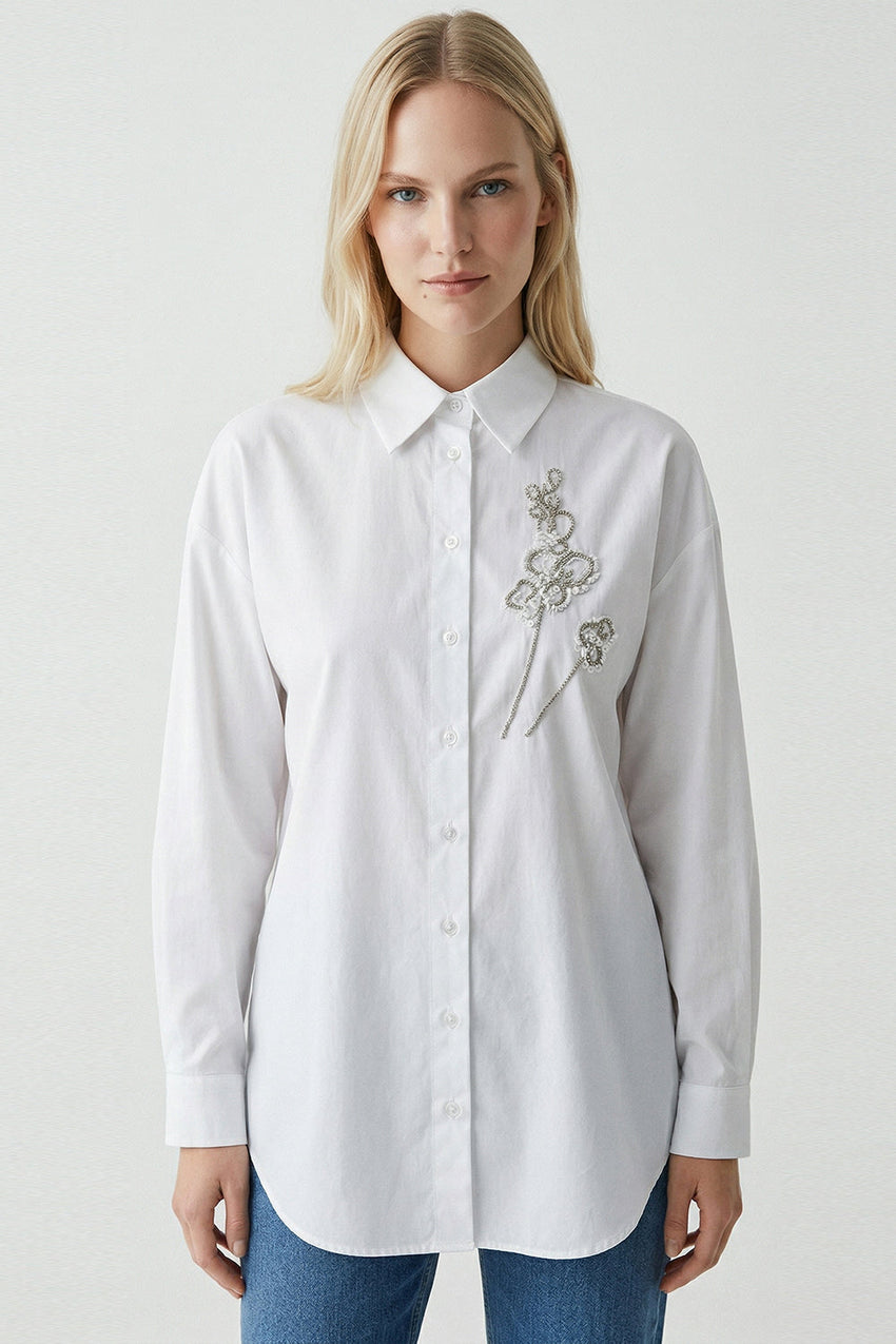 Bernette Long Sleeve Shirt - WHITE