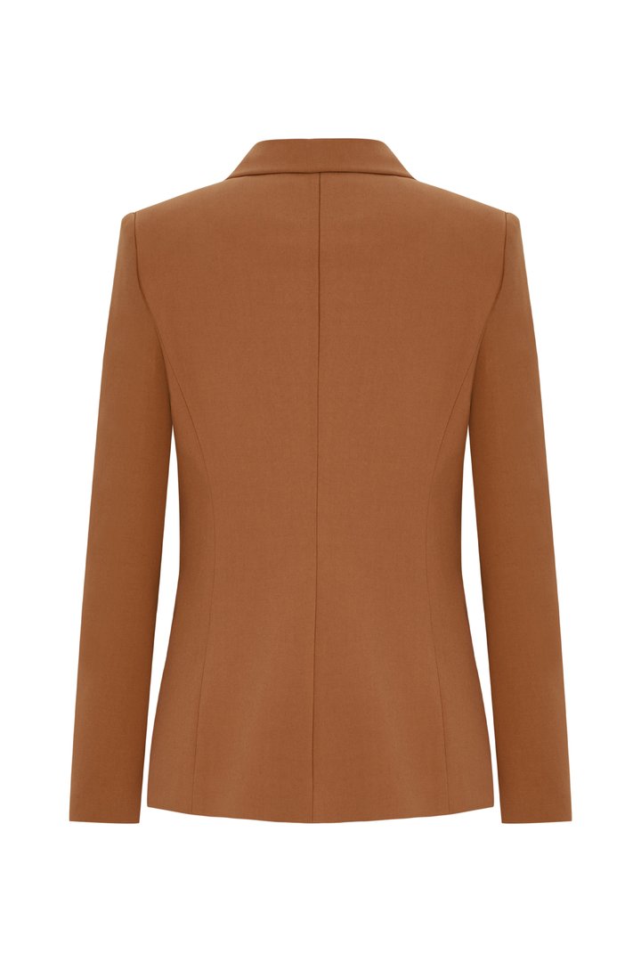 Slim Wrap Front Blazer Jacket - Brown