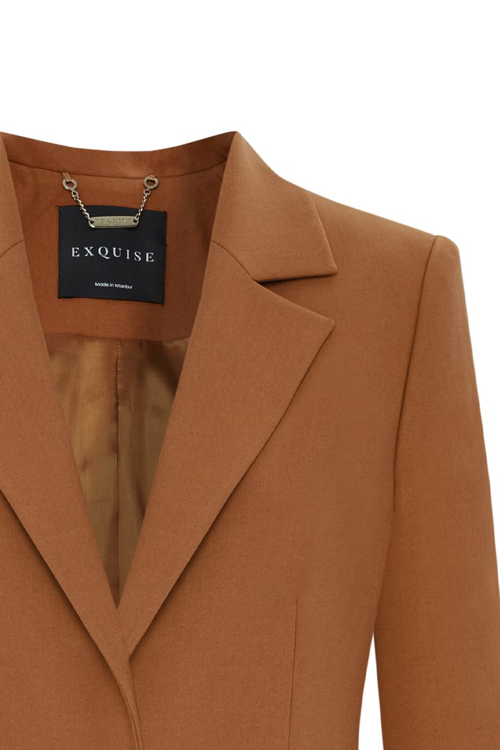 Slim Wrap Front Blazer Jacket - Brown