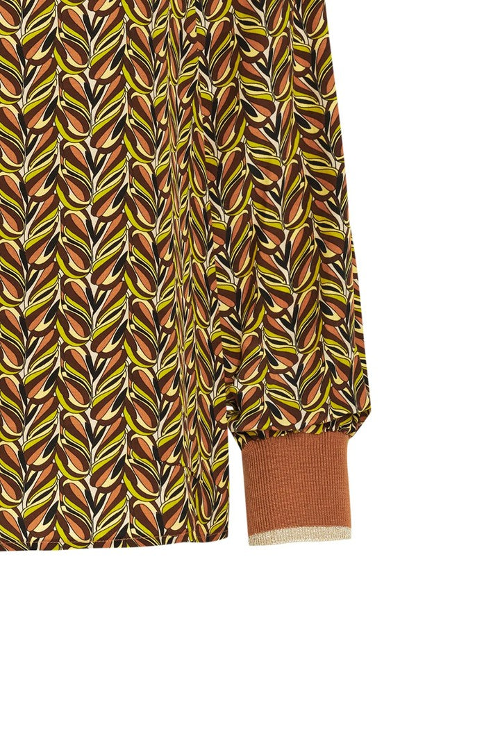 Regular Round Neck Patterned Blouse - Multi Color