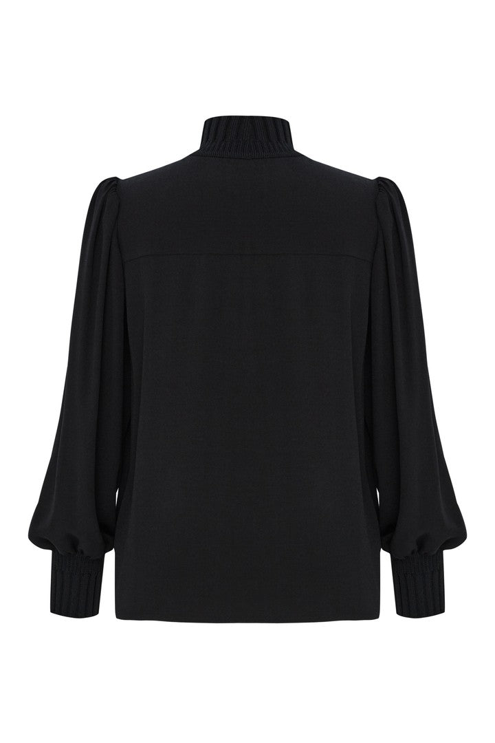 Amanna High Neck Knit Shirt – BLACK