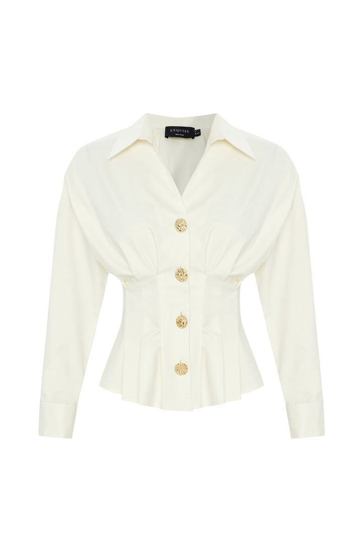 Slim Cotton Shirt - Ecru