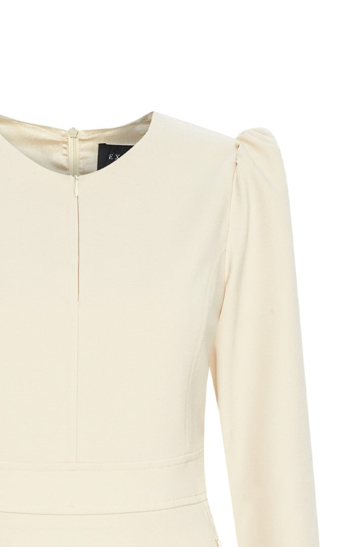 Regular Crew Neck Dress - Ecru