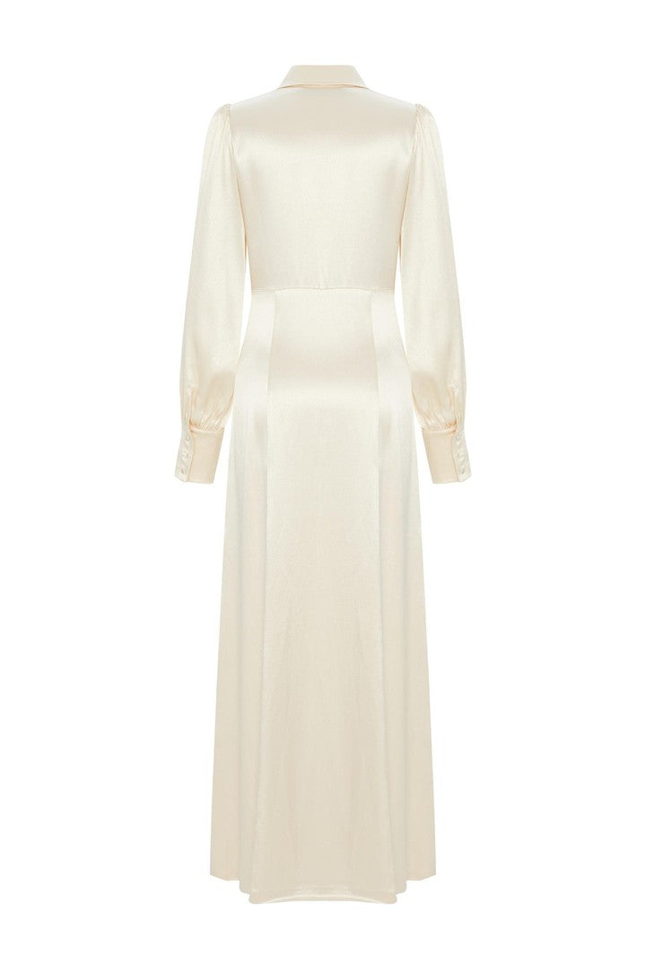 Regular Fit Slit Long Dress - Ecru