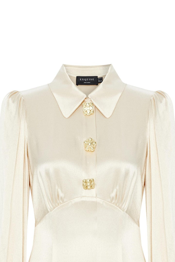 Regular Fit Slit Long Dress - Ecru