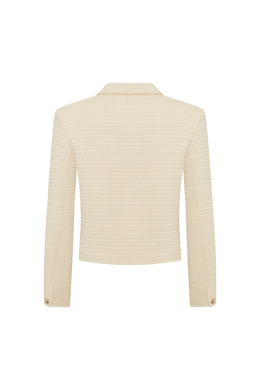 Regular Fit Wrap Front Jacket - Ecru