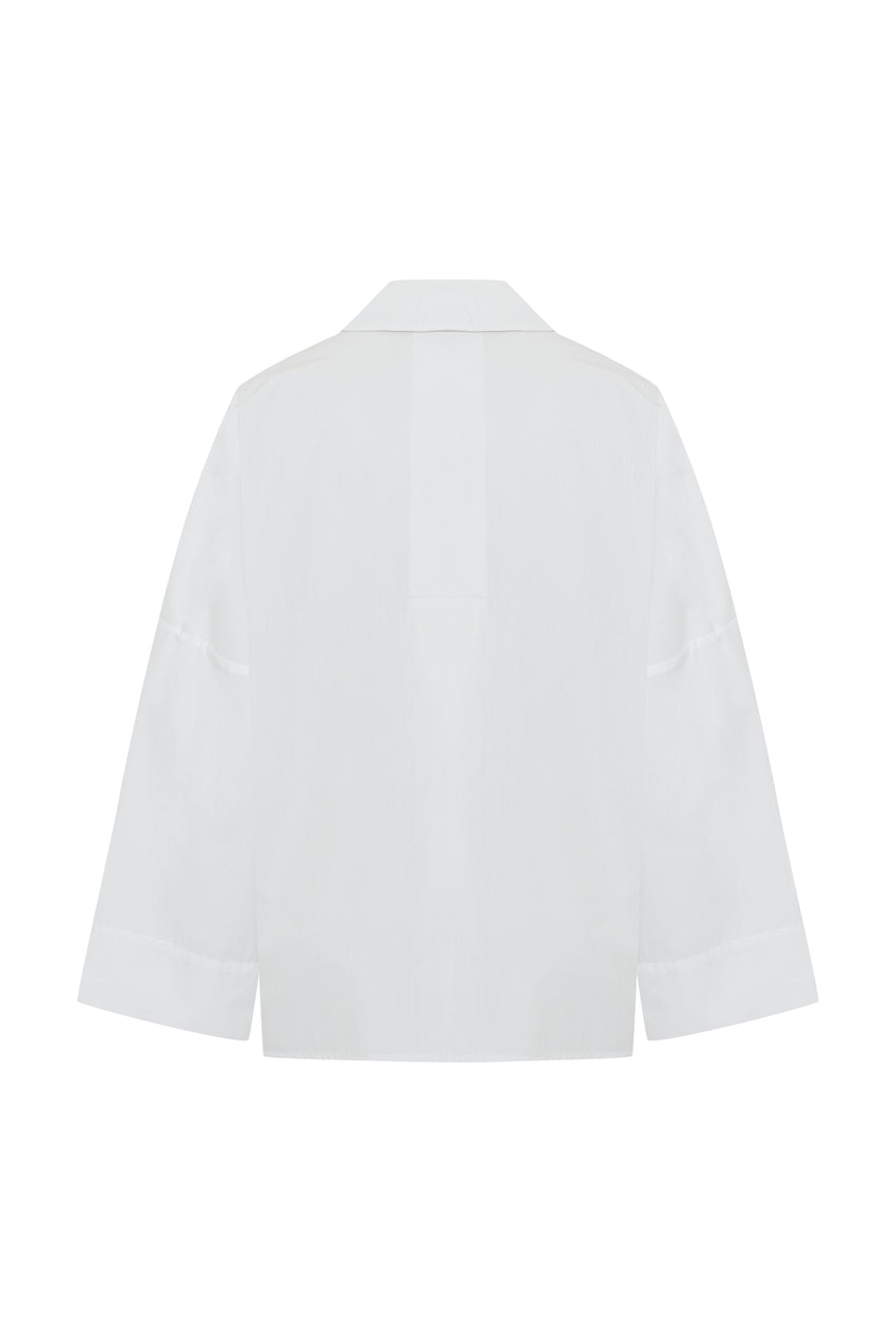 Lucia V Neck Blouse - WHITE