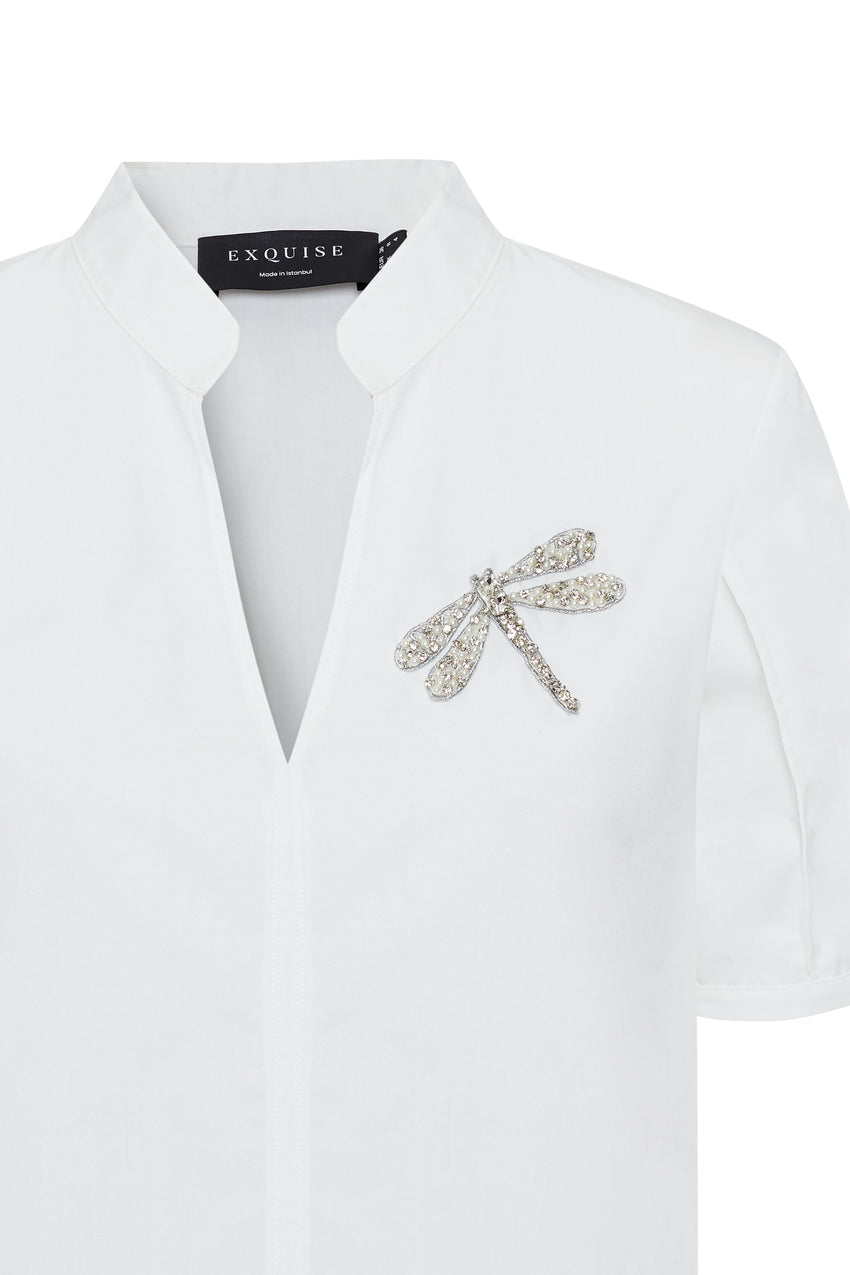 Regular Short Sleeved Blouse - White