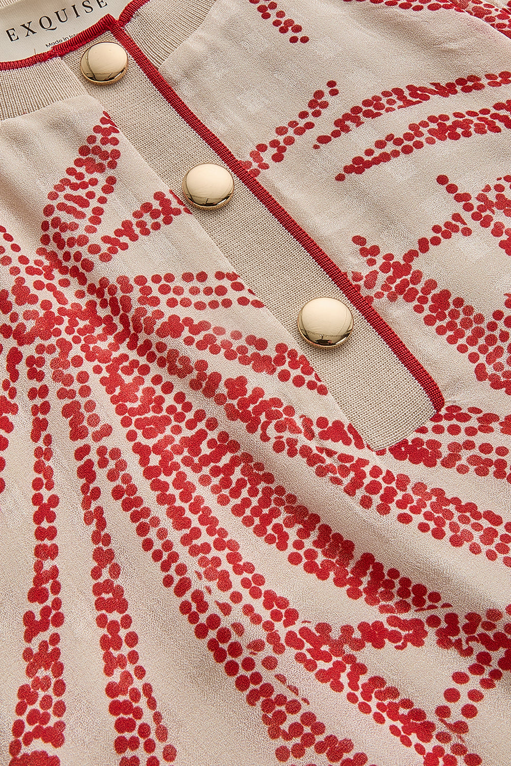 Palmer Button Detail Blouse - Red