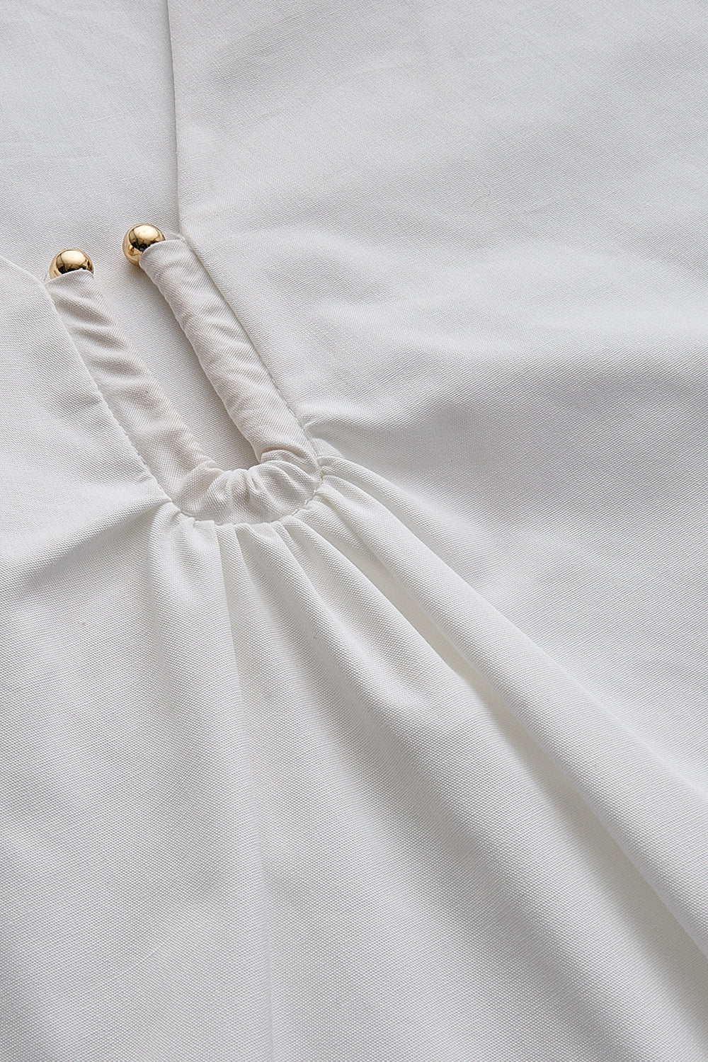 Regular Puff Sleeve Poplin Keyhole Blouse - White