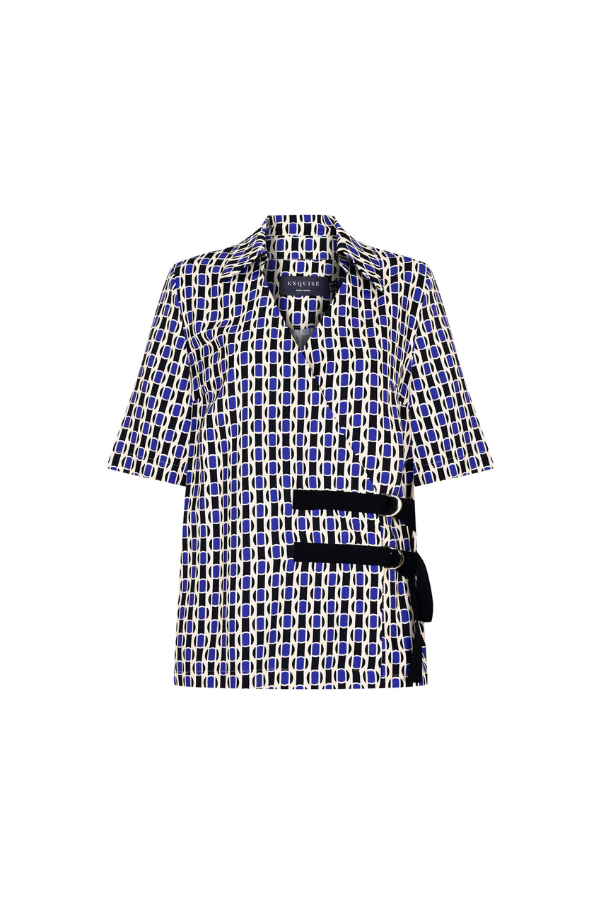 Madeline Belted Wrap Shirt - MULTI COLOR