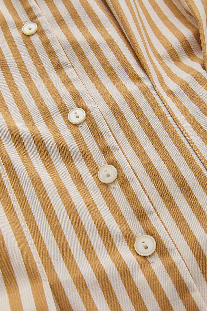 Regular Fit Fitted Waist Cotton Shirt - Brown