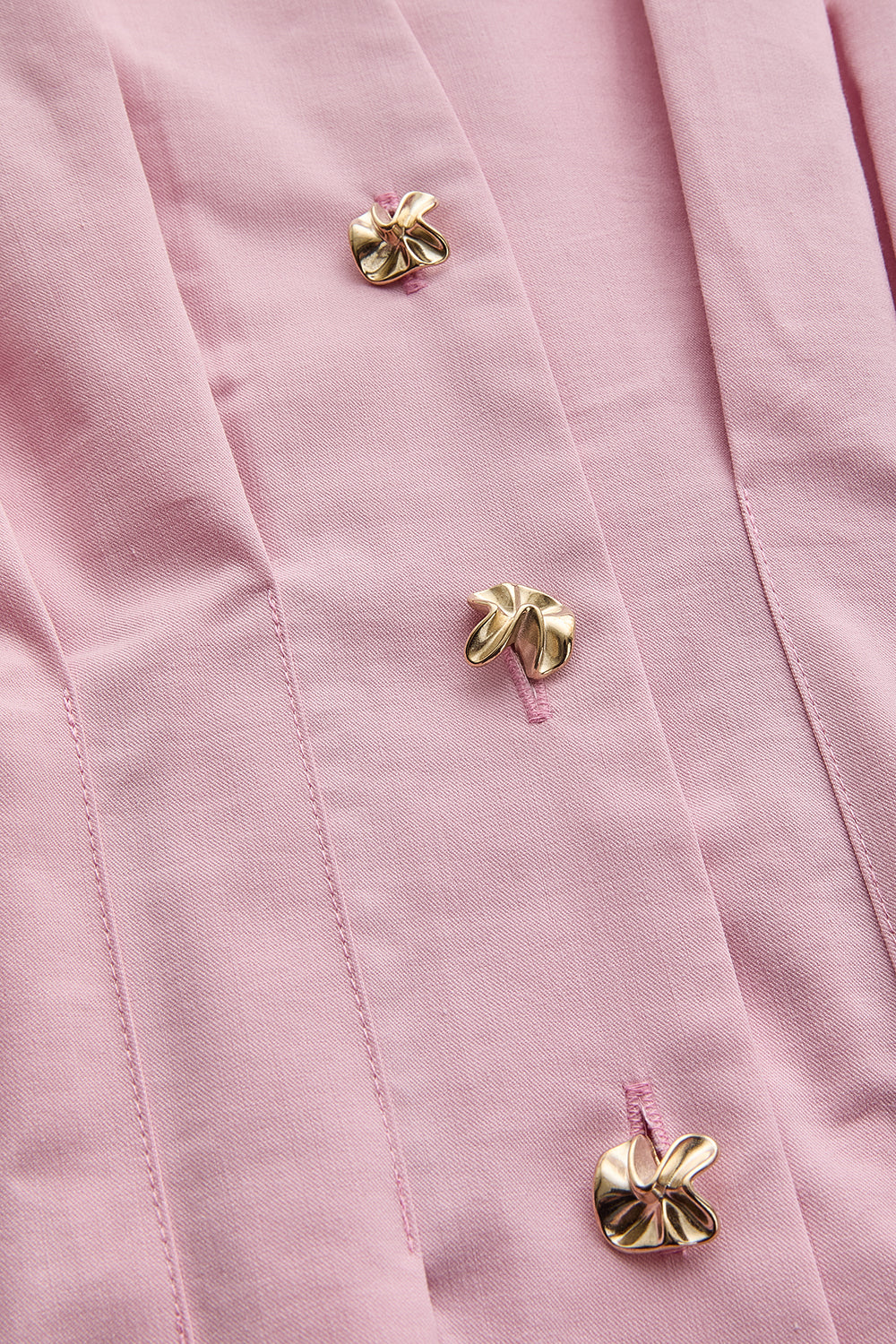 Regular Pleated Waist Button-Up Blouse - Pink