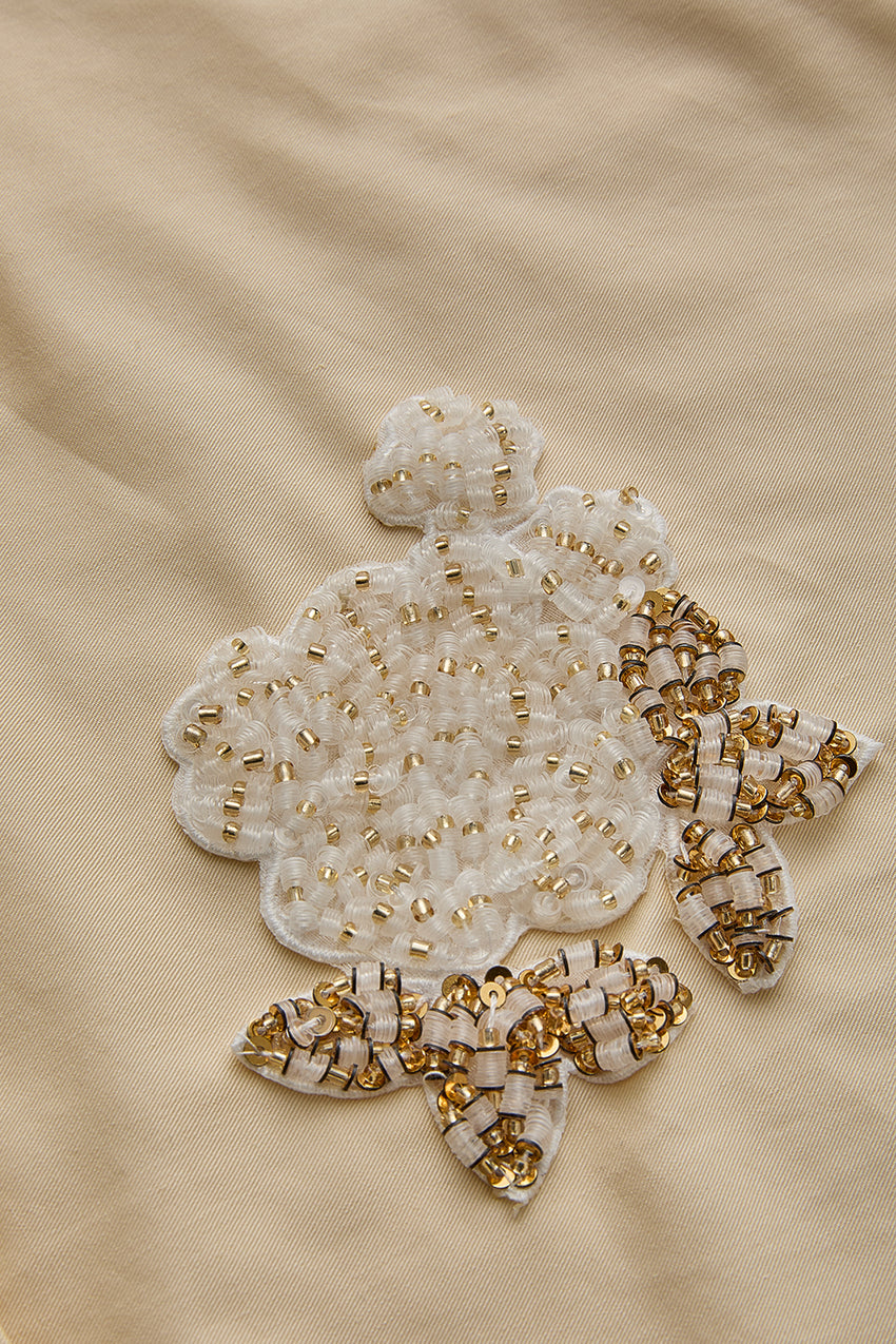 Regular Embroidered Cotton Crop Shirt - Yellow