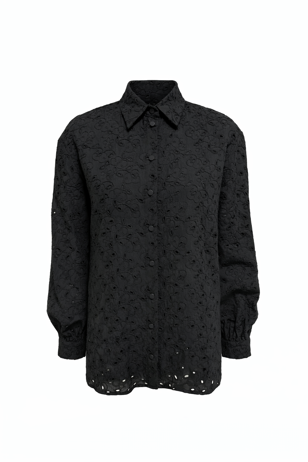 Marlee Broderie Anglaise Shirt - BLACK