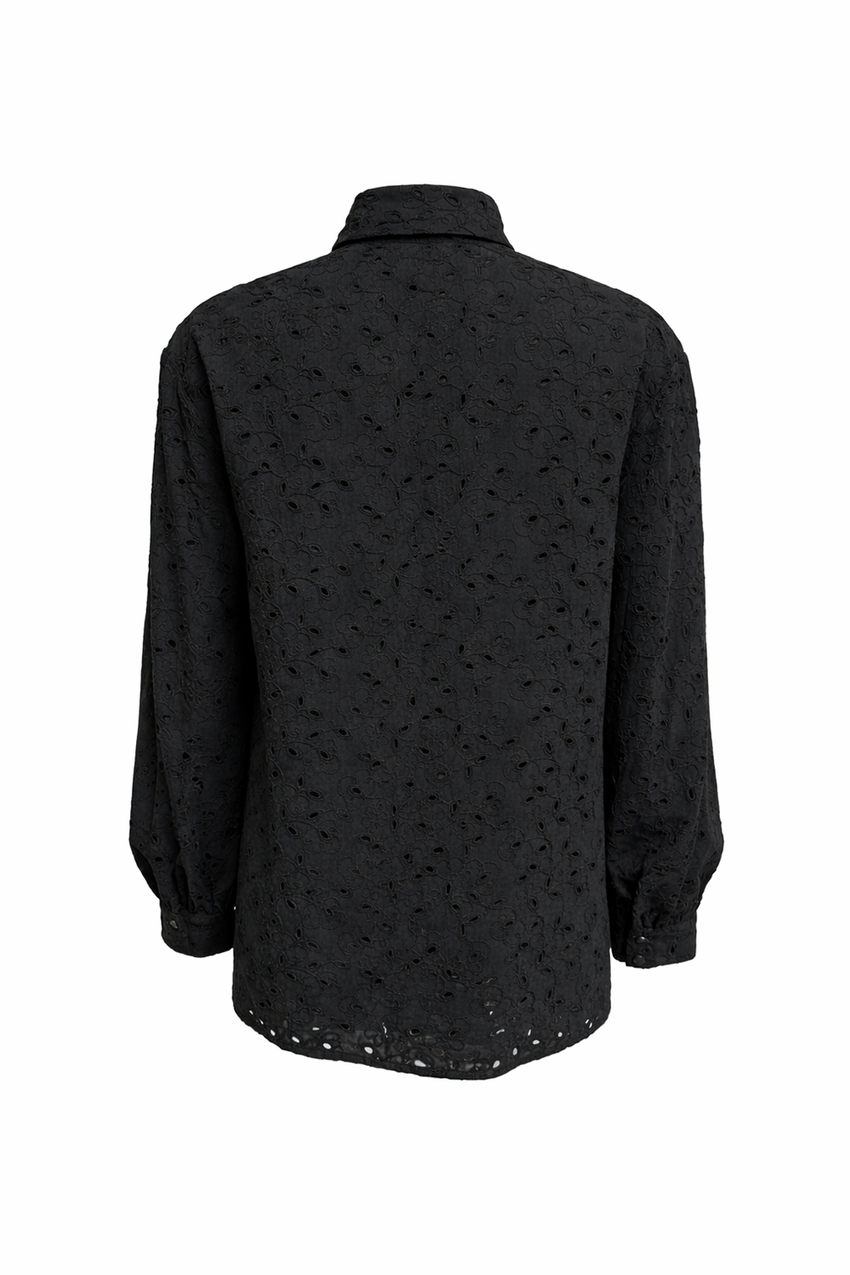 Marlee Broderie Anglaise Shirt - BLACK