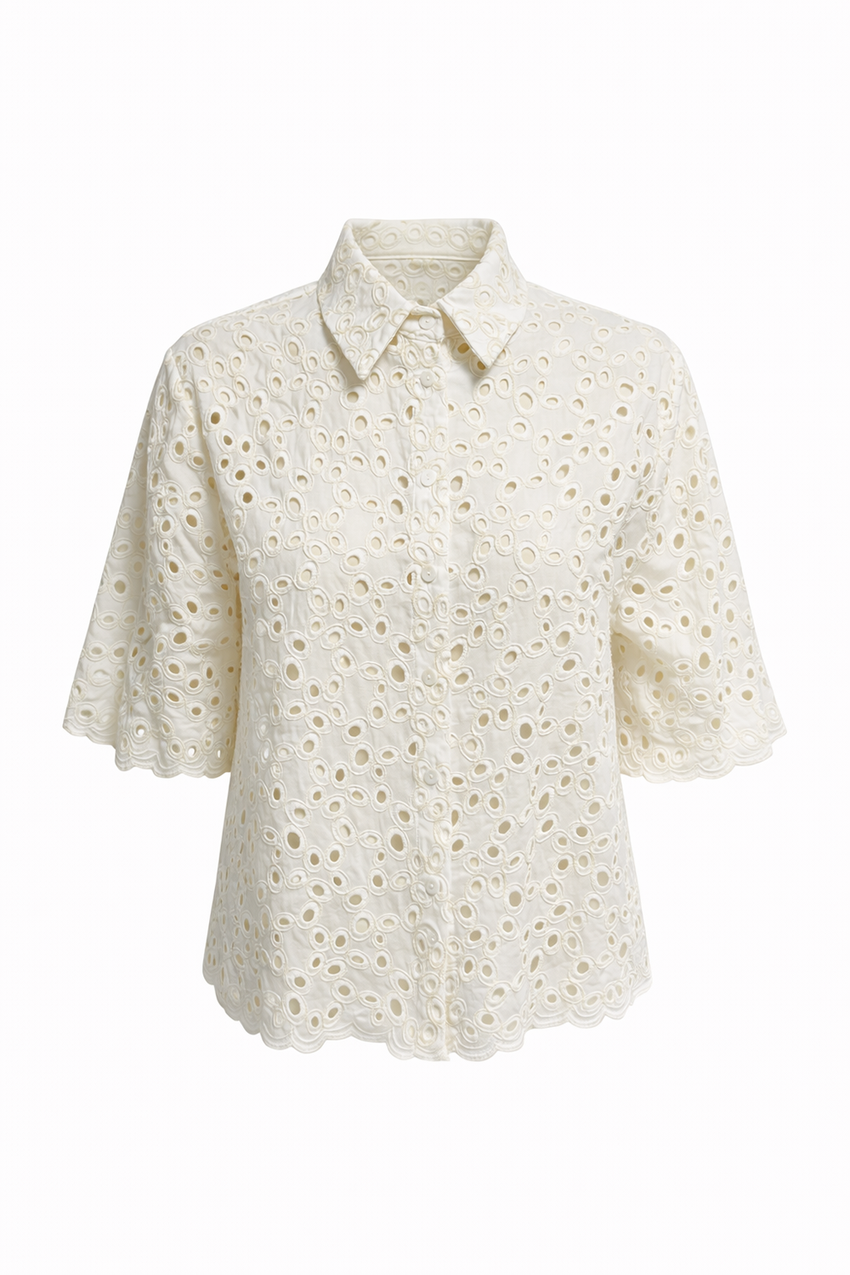 Monroe Embroidered Shirt - BONE