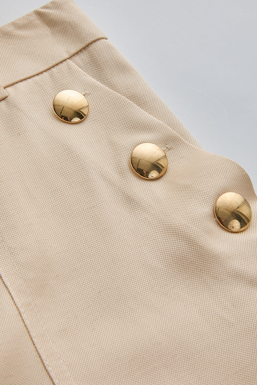 Regular Refined Creased Wide-Legs - Ecru