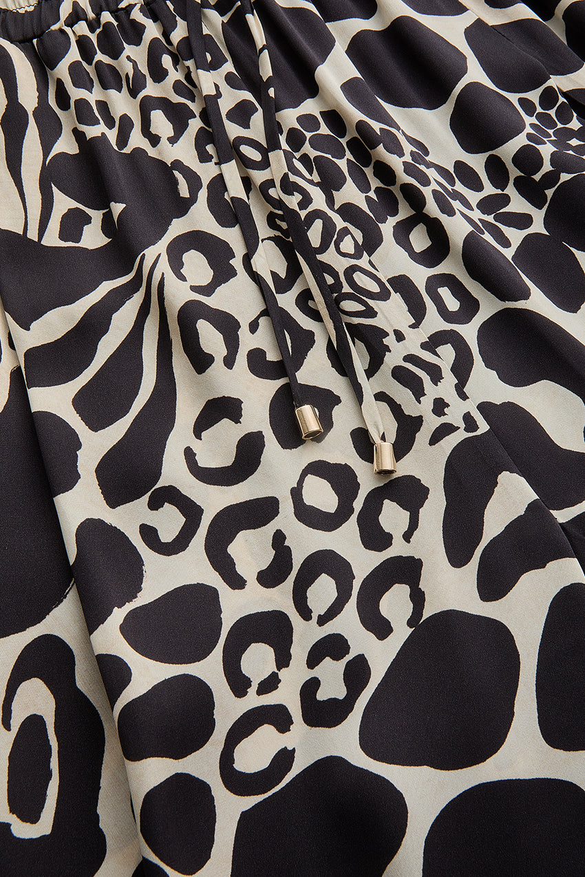 Regular Tailored Linen Palazzo Pants - Black