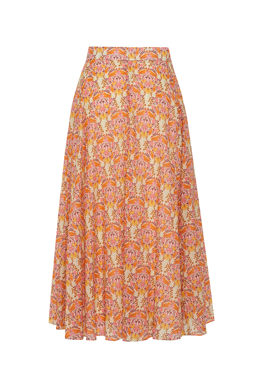 Floral Print Midi Skirt - Multi Color