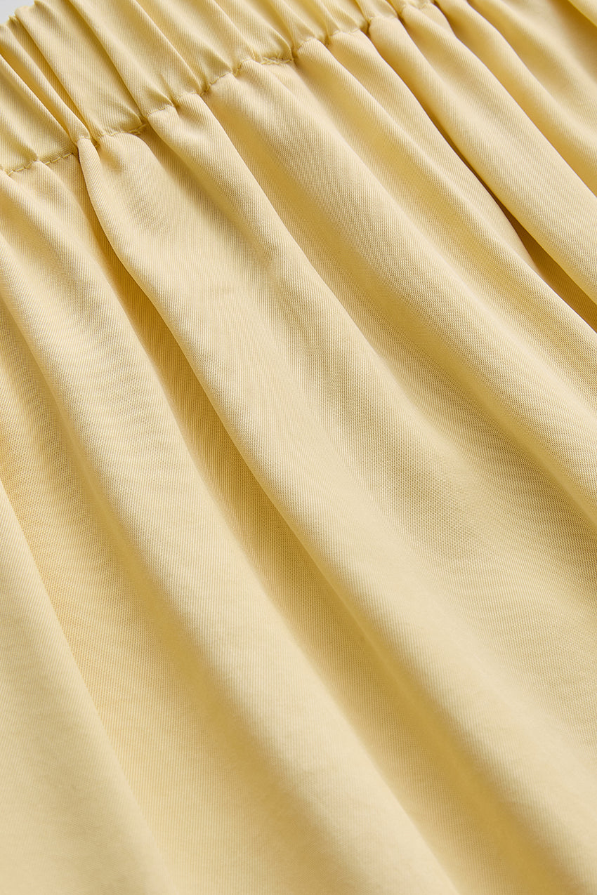 Elastic Waist Midi Skirt - Yellow