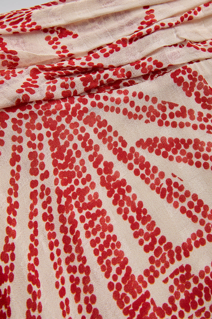 Regular Fit Drawstring Waist Midi Skirt - Red