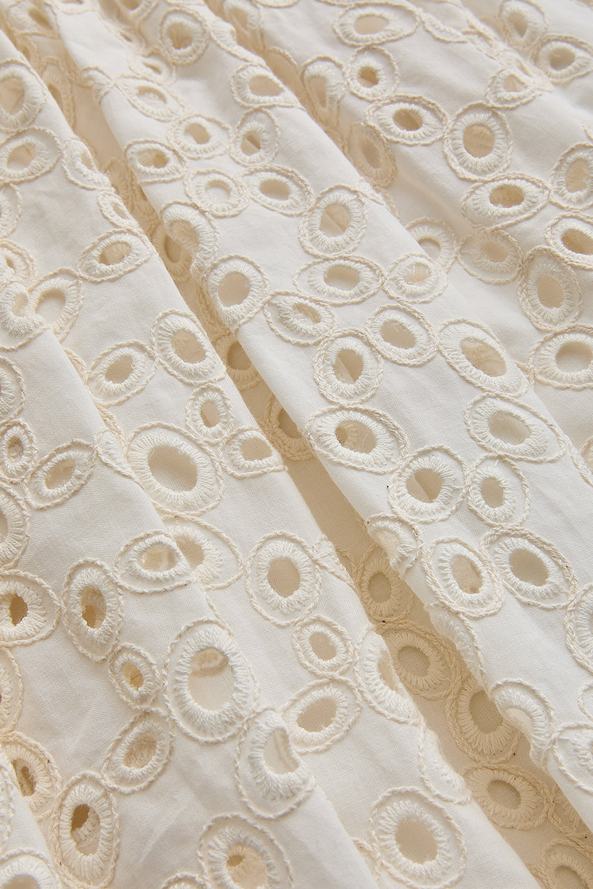 Regular Fit Paisley Cotton Midi Skirt - Ecru