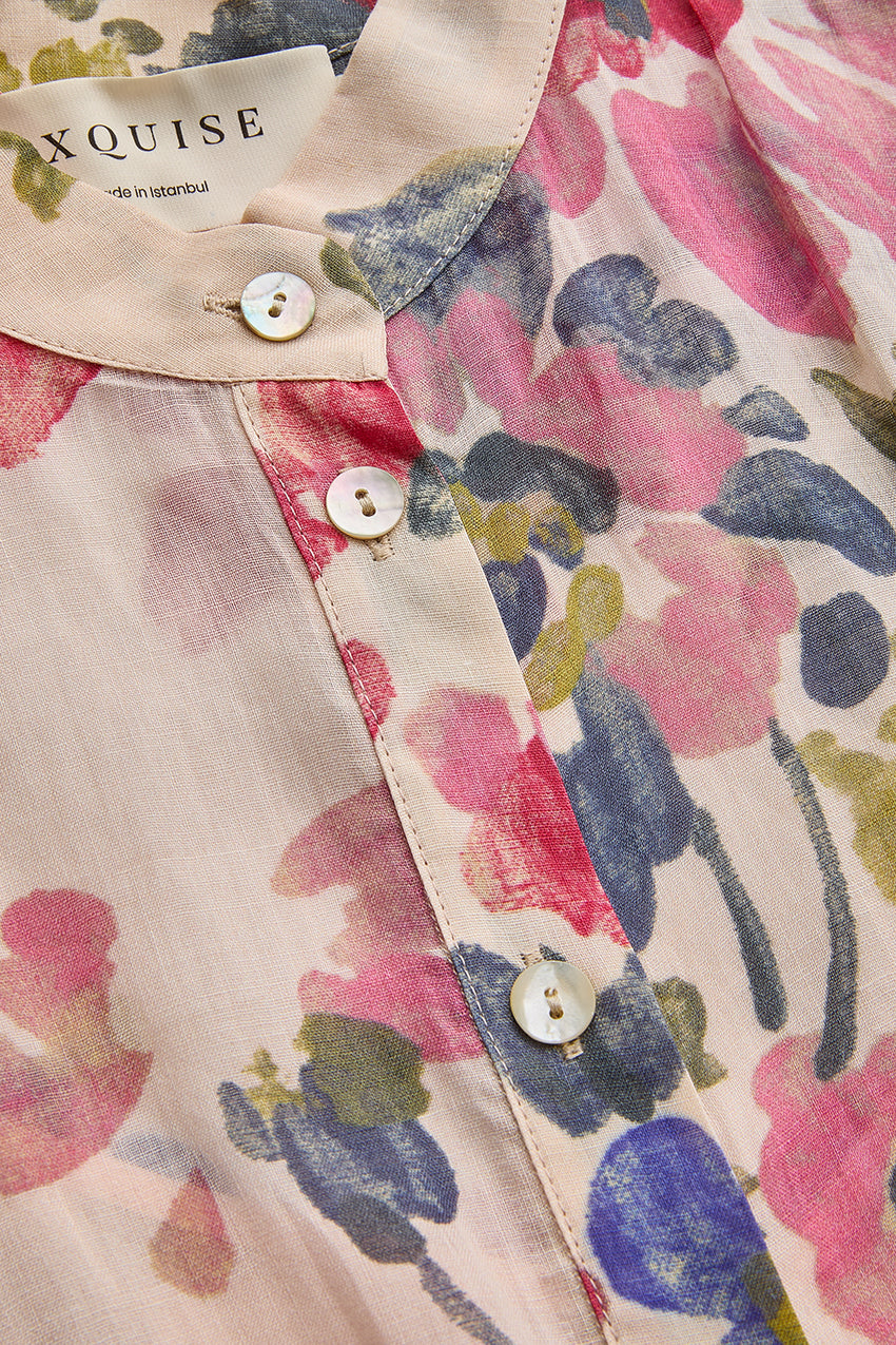 Regular Button-Front Sleeveless Floral Dress - Multi Color