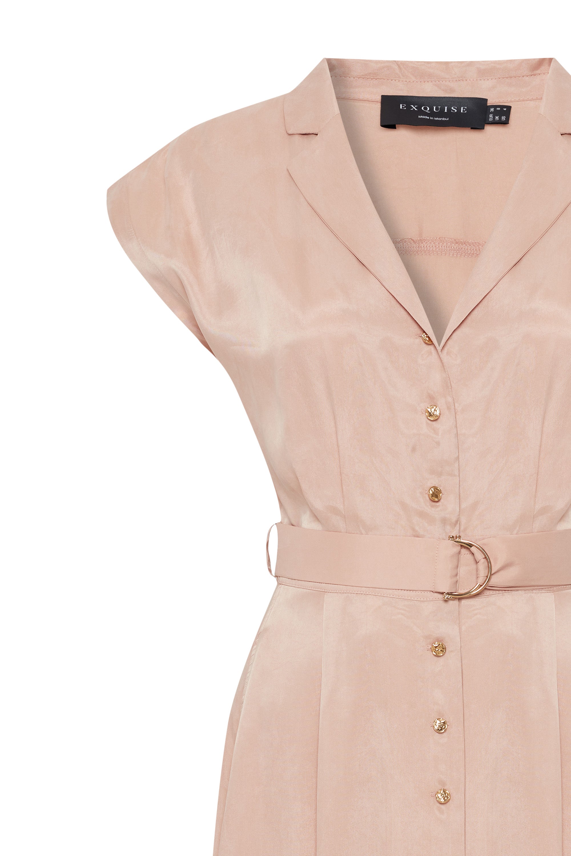 Elliana Buttoned Belted Modal Midi Dress - PINK