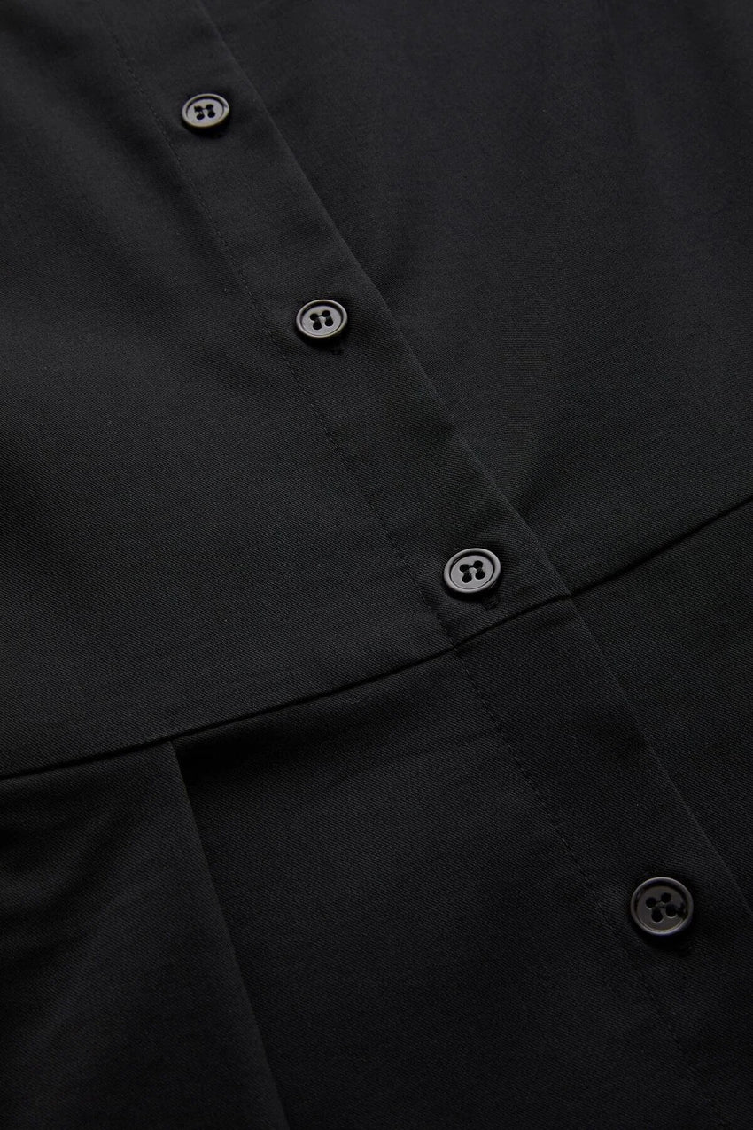 Lilah Classic Collar Belted Dress - BLACK