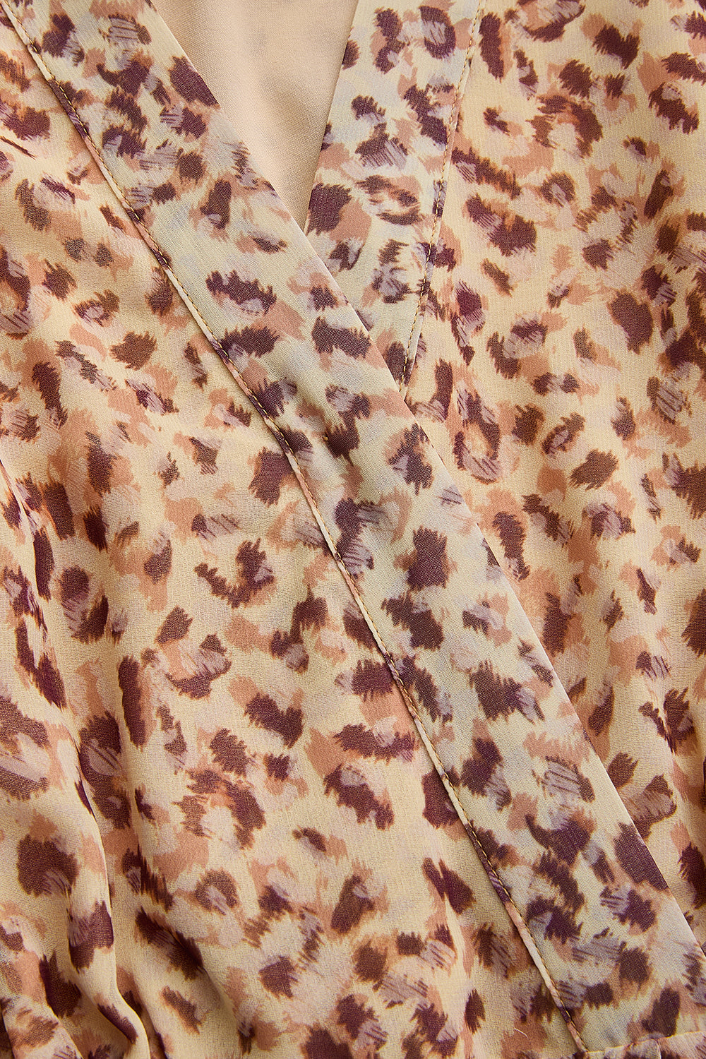 Patterned Chiffon Wrap Midi Dress - MULTICOLOR