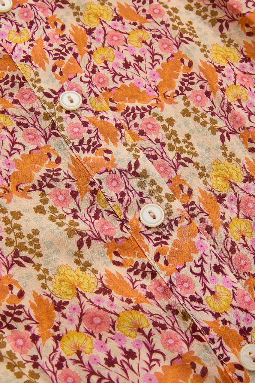 Shirt Collar Midi Dress - Multi Color