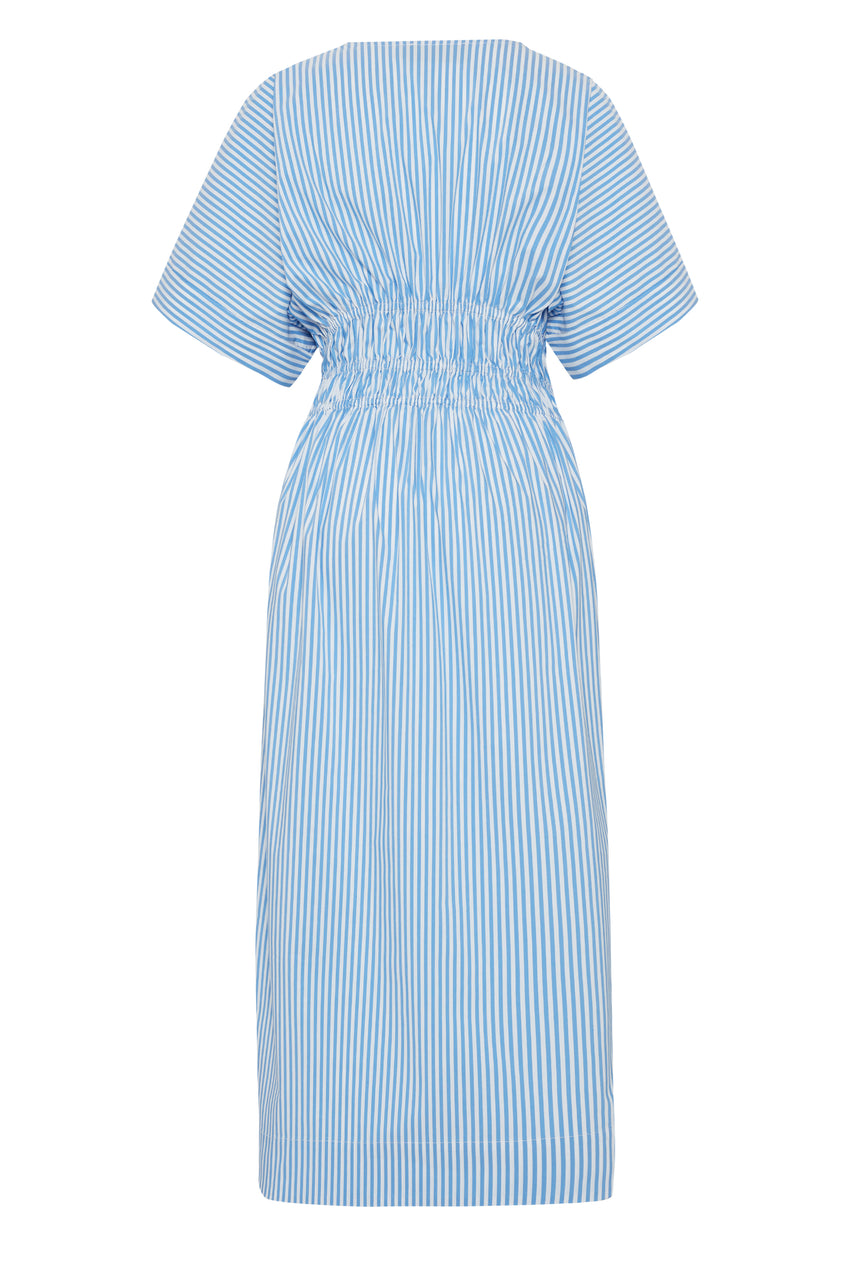 Presley Batwing Drawstring Midi Dress - BLUE