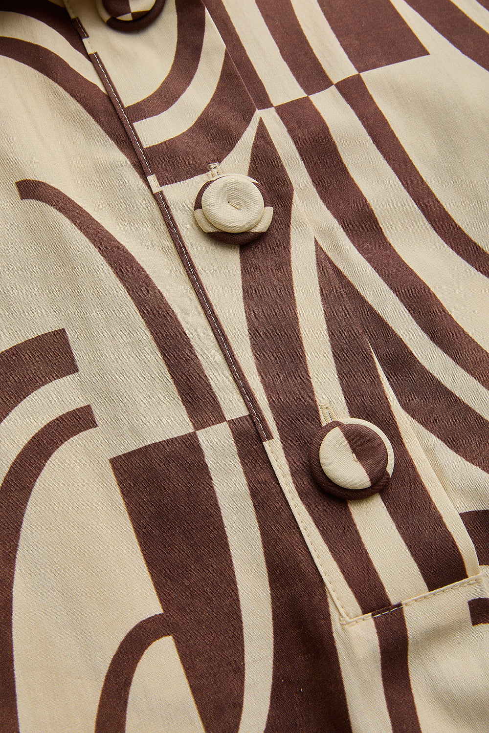 Rachel Abstract Print Belted Shirt Dress - Brown